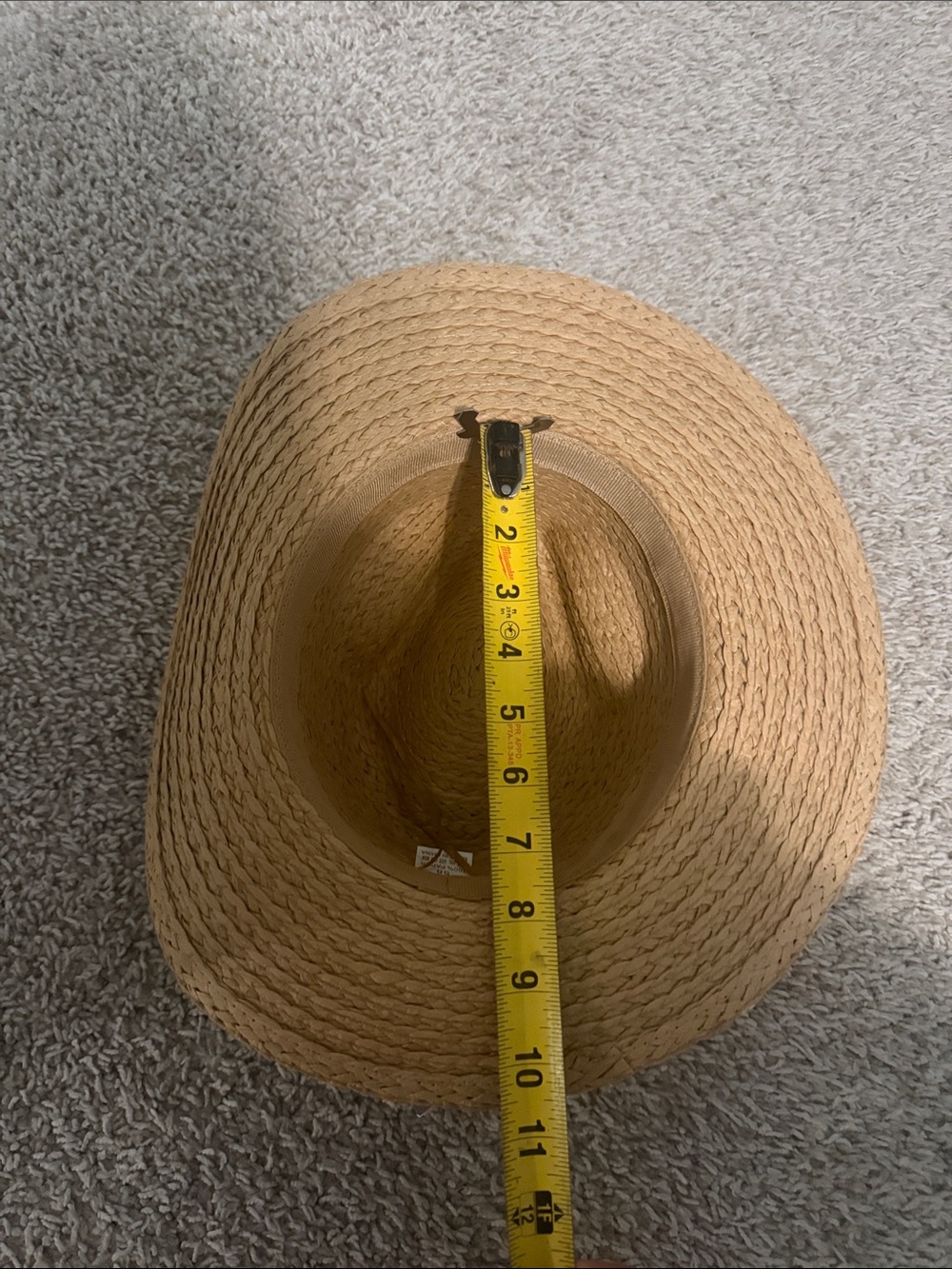 Straw Wide-Brim Beach Hat with Pearl Trim - Picture 12 of 14